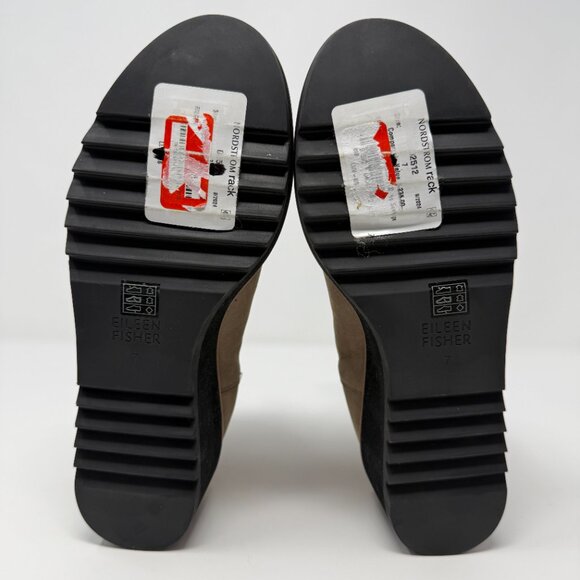 Eileen Fisher Lilou Suede Ankle Boot Women's 7 Tan Wedge Bootie Minimalist NWT - Picture 11 of 13